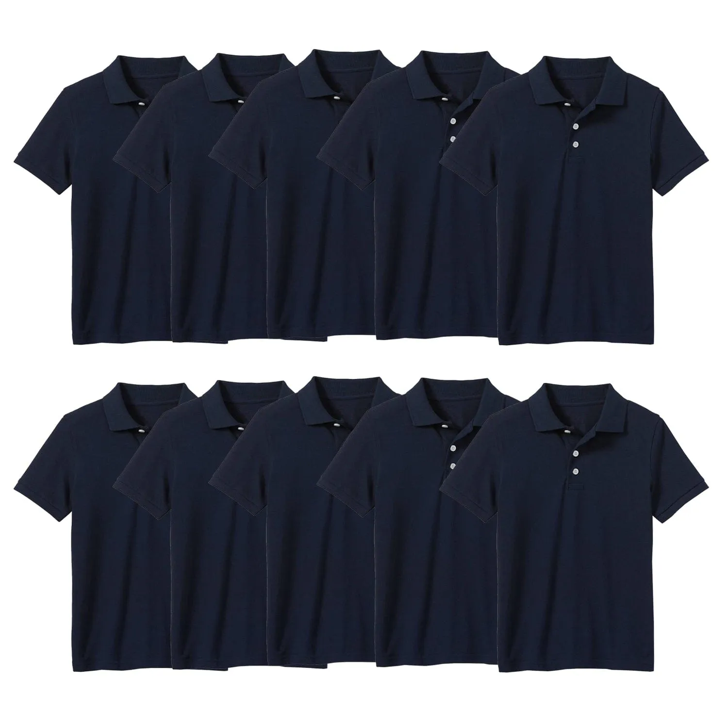 10-Pack School Uniform Tagless Polo Tshirt for Little Boys & Big Boys