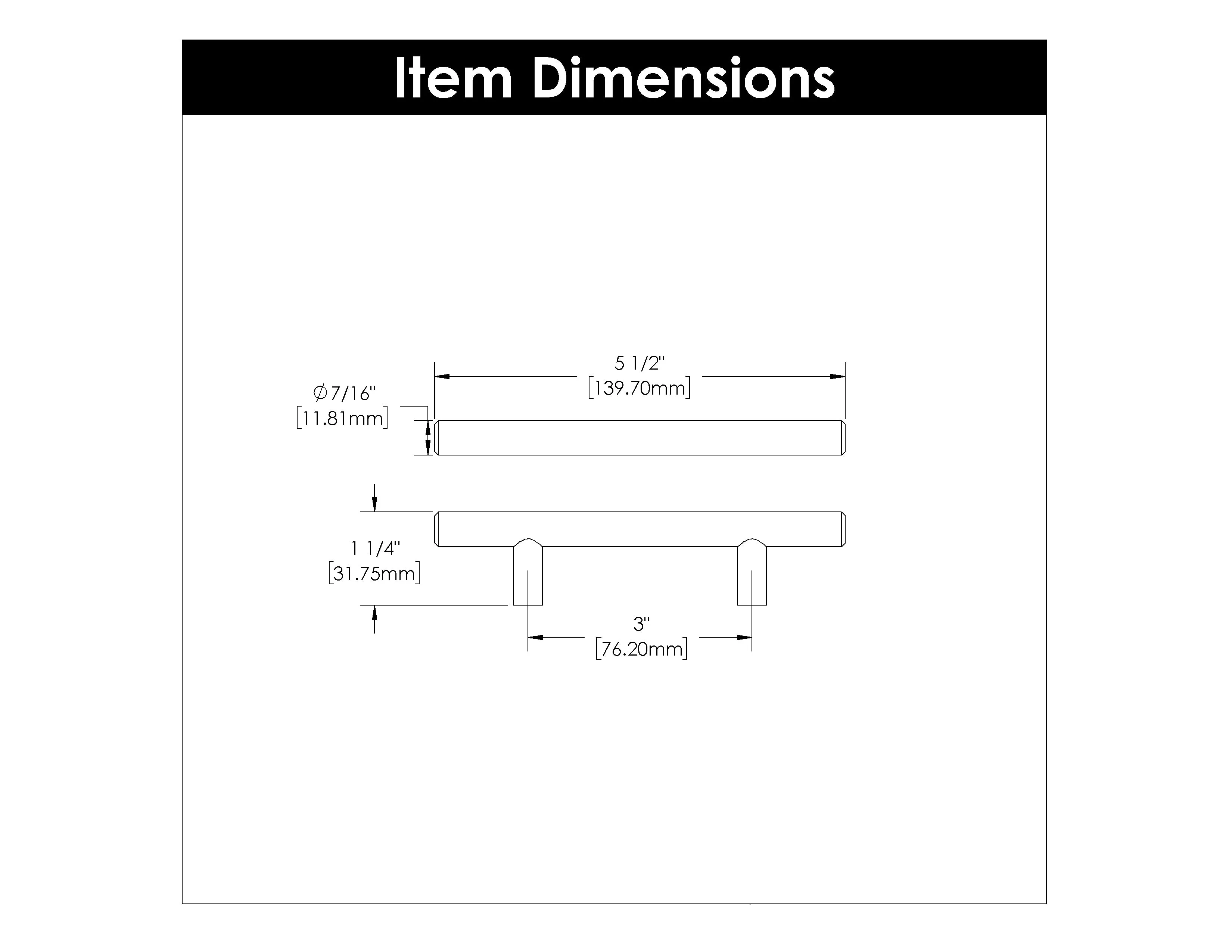 3 inch (76mm) Center to Center Bar Pull Cabinet Pull