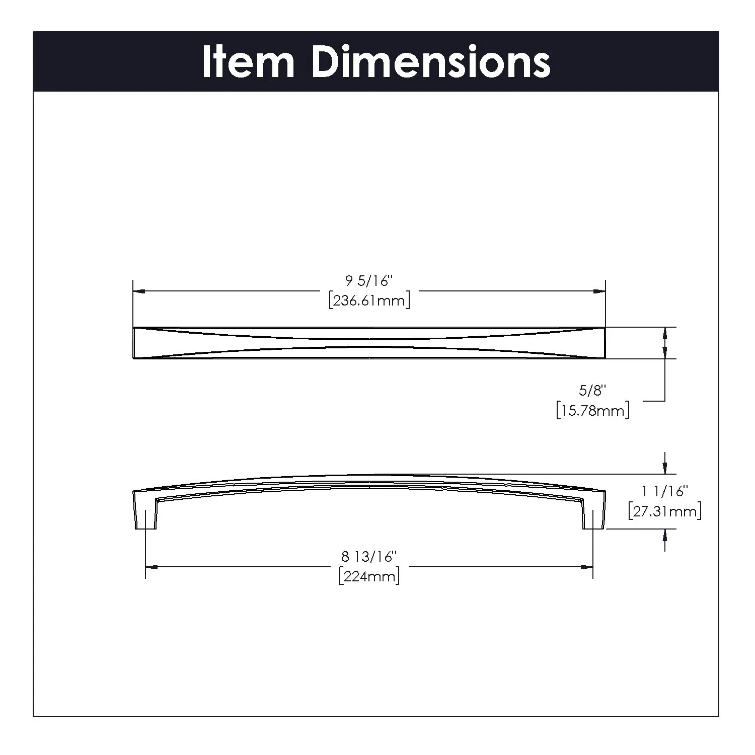 8-13/16 inch (224mm) Center to Center Crest Cabinet Pull
