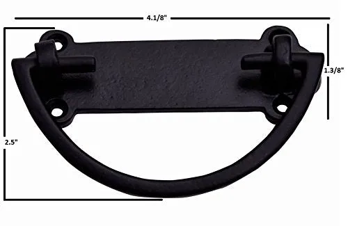 A29 Set of 4, Cast Iron, Handmade Chest/Trunk Handle/Pull, Black Powder Coat Finish Heavy Duty Trunk Hardware for Chests, Trunks, Crates, Storage Boxes
