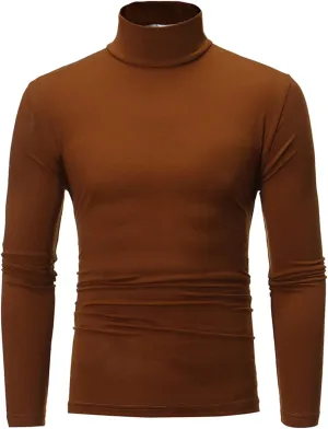 ACSUSS Men's Turtleneck T-Shirts Casual Slim Fit Long Sleeve Thermal Underwear Pullover Shirts