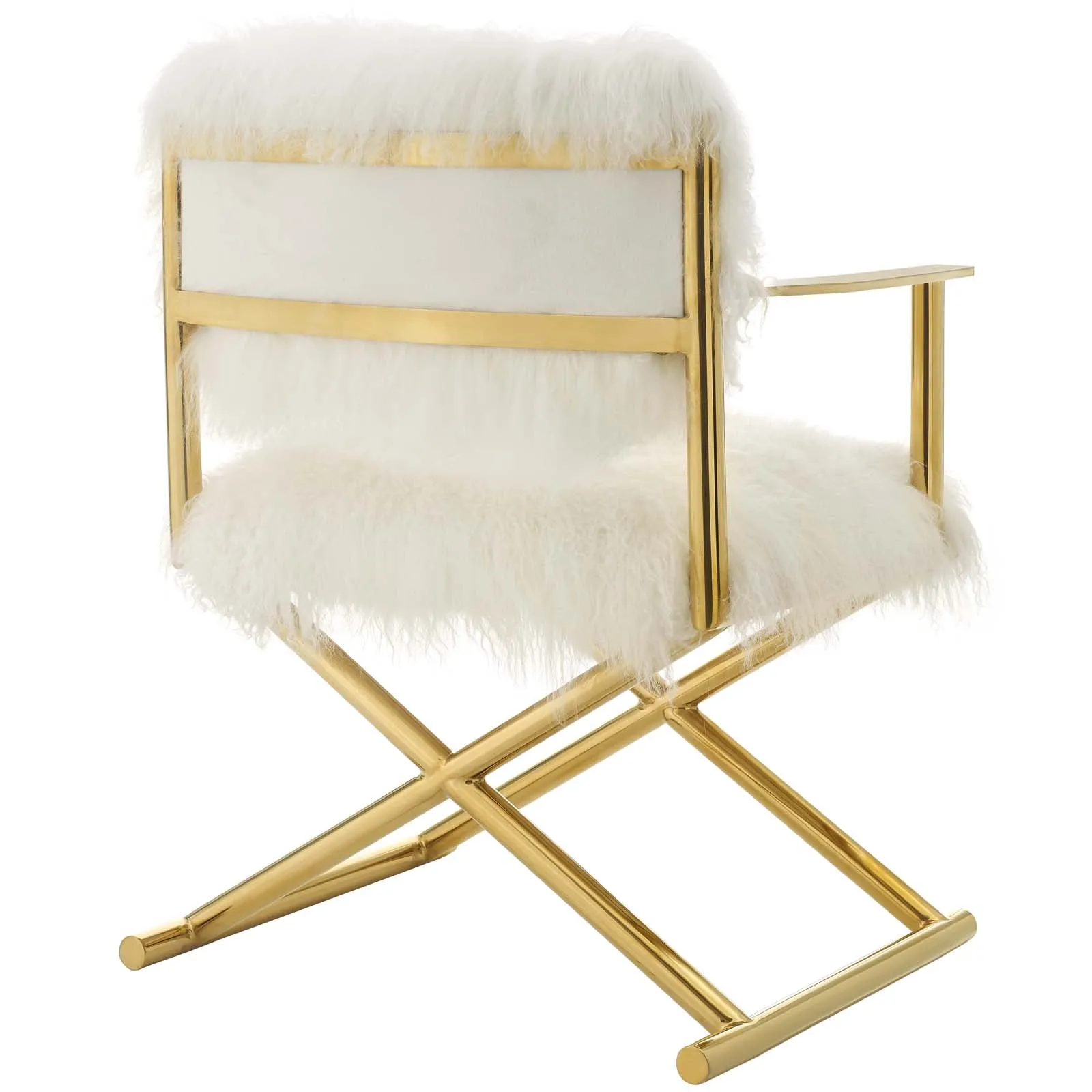 Action Pure White Cashmere Accent Director's Chair in Gold White