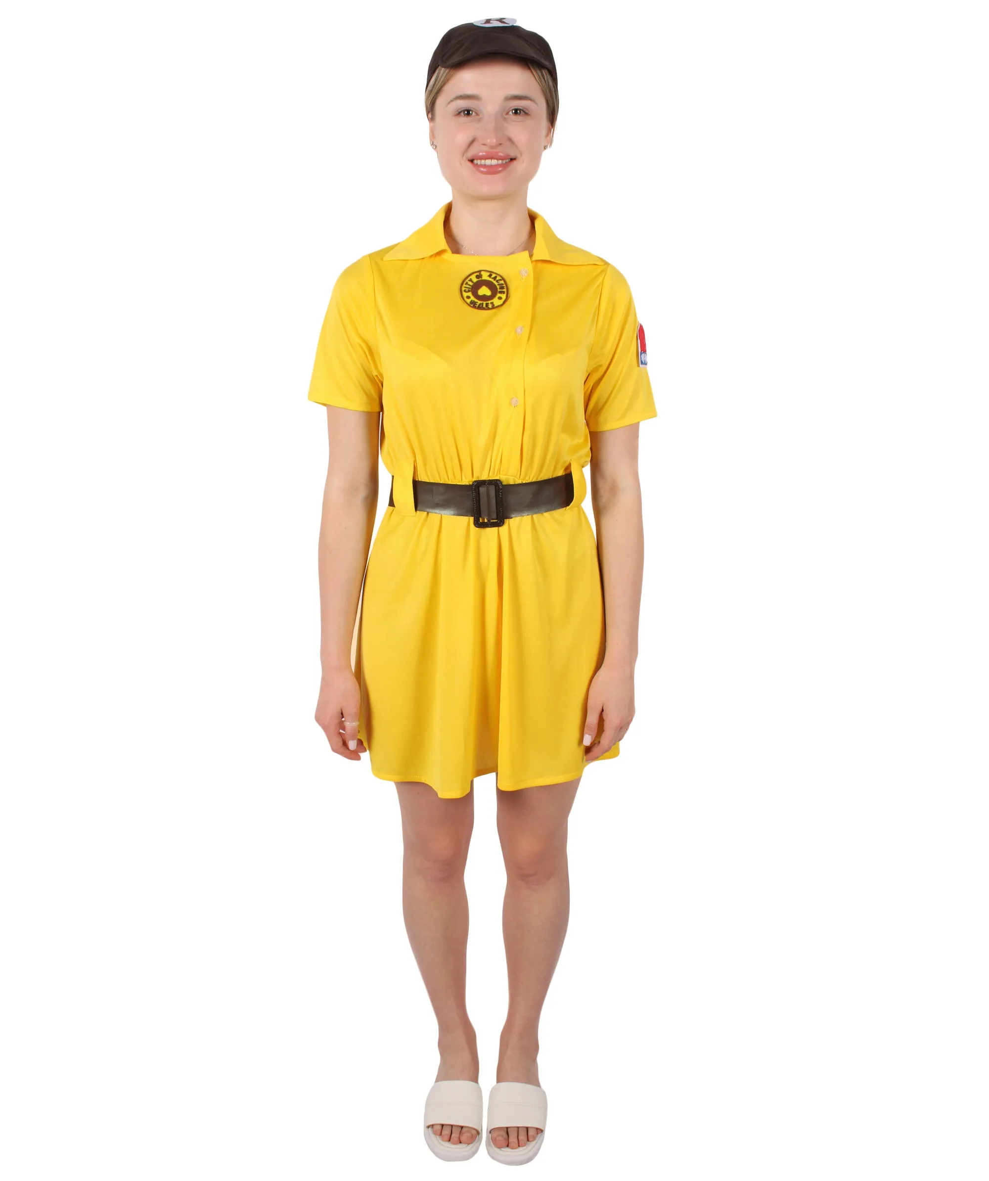 Adult Women's American Baseball Team Short Dress Costume Set | Suitable for Halloween | Flame-retardant Synthetic Fabric