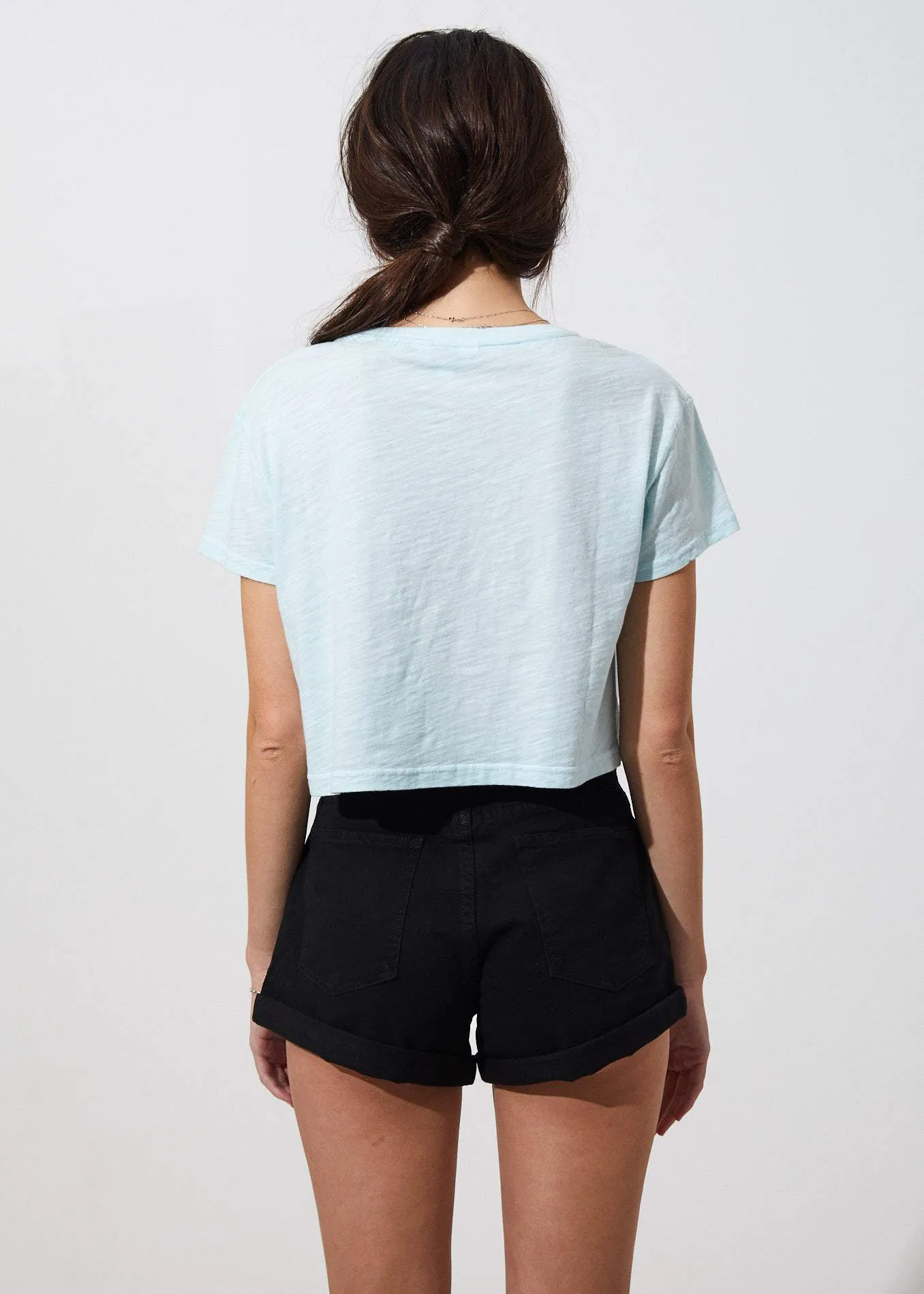 Afends Womens Donna - Wide Neck Cropped Tee - Baby Blue