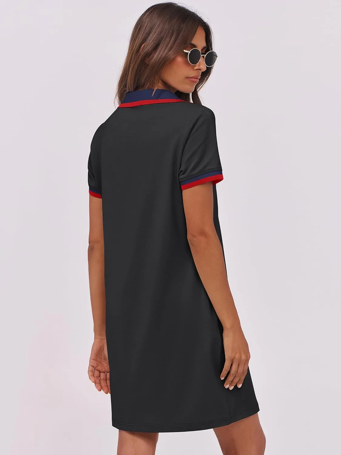 ANRABESS Womens Polo Dresses Short Sleeve V Neck 2025 Casual Summer Tennis Golf Mini Shirt Dress with Pockets