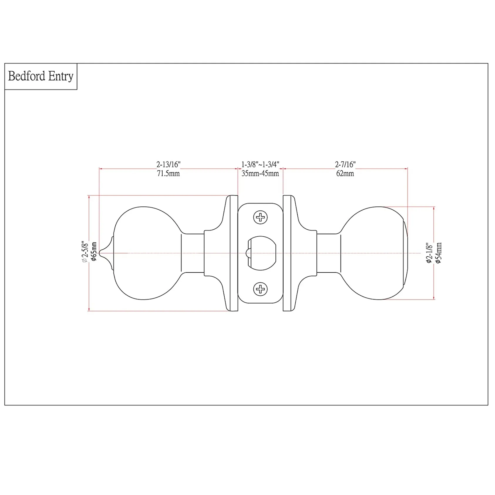 Bedford Matte Black Entry Knob with Matching Single Cylinder Deadbolt Combo Pack