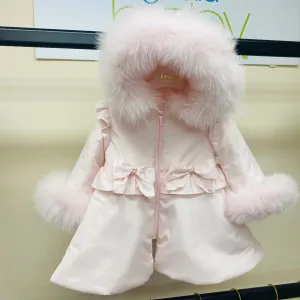 Bimbalo - Exclusive Fur Hood & Cuff Coat (one petal missing )- Pink