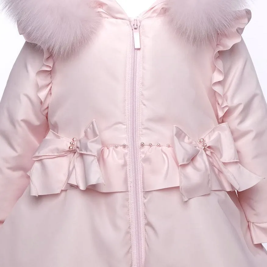 Bimbalo - Exclusive Fur Hood & Cuff Coat (one petal missing )- Pink