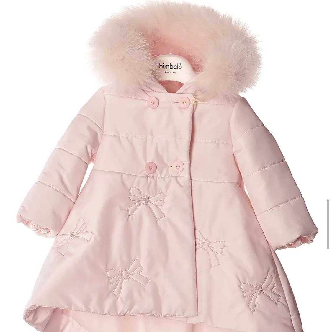 BIMBALO PINK BUTTON BOW COAT