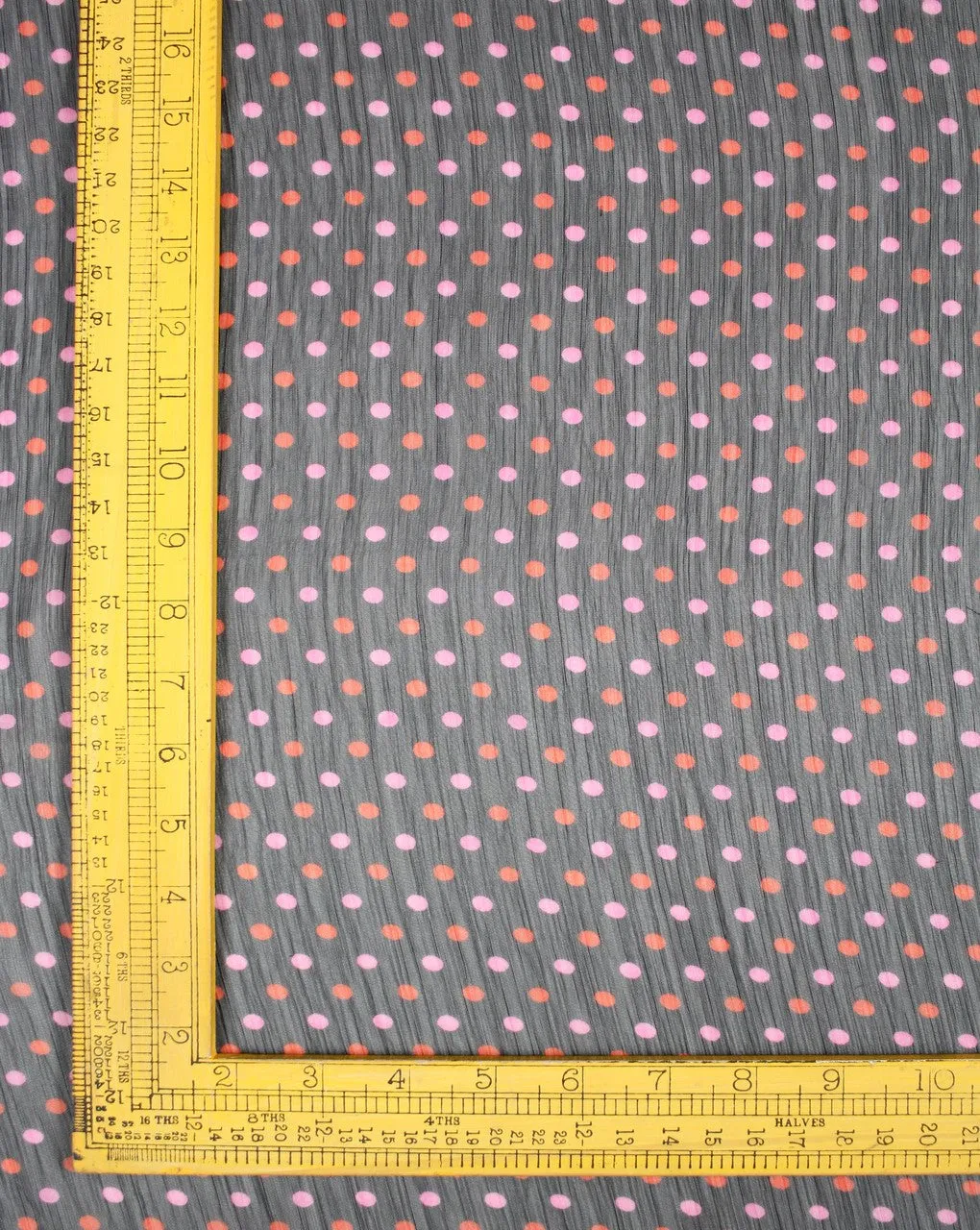 Black And Orange Pink Polka Dots Print Polyester Chiffon Fabric