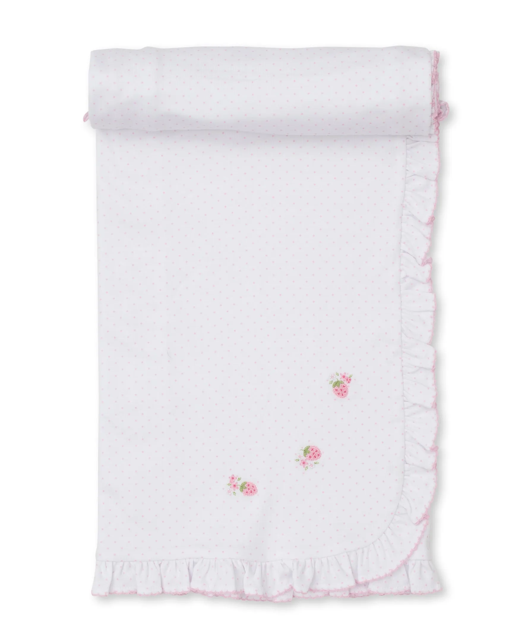 Blanket w/Hand Emb Dot, Strawberries on Top