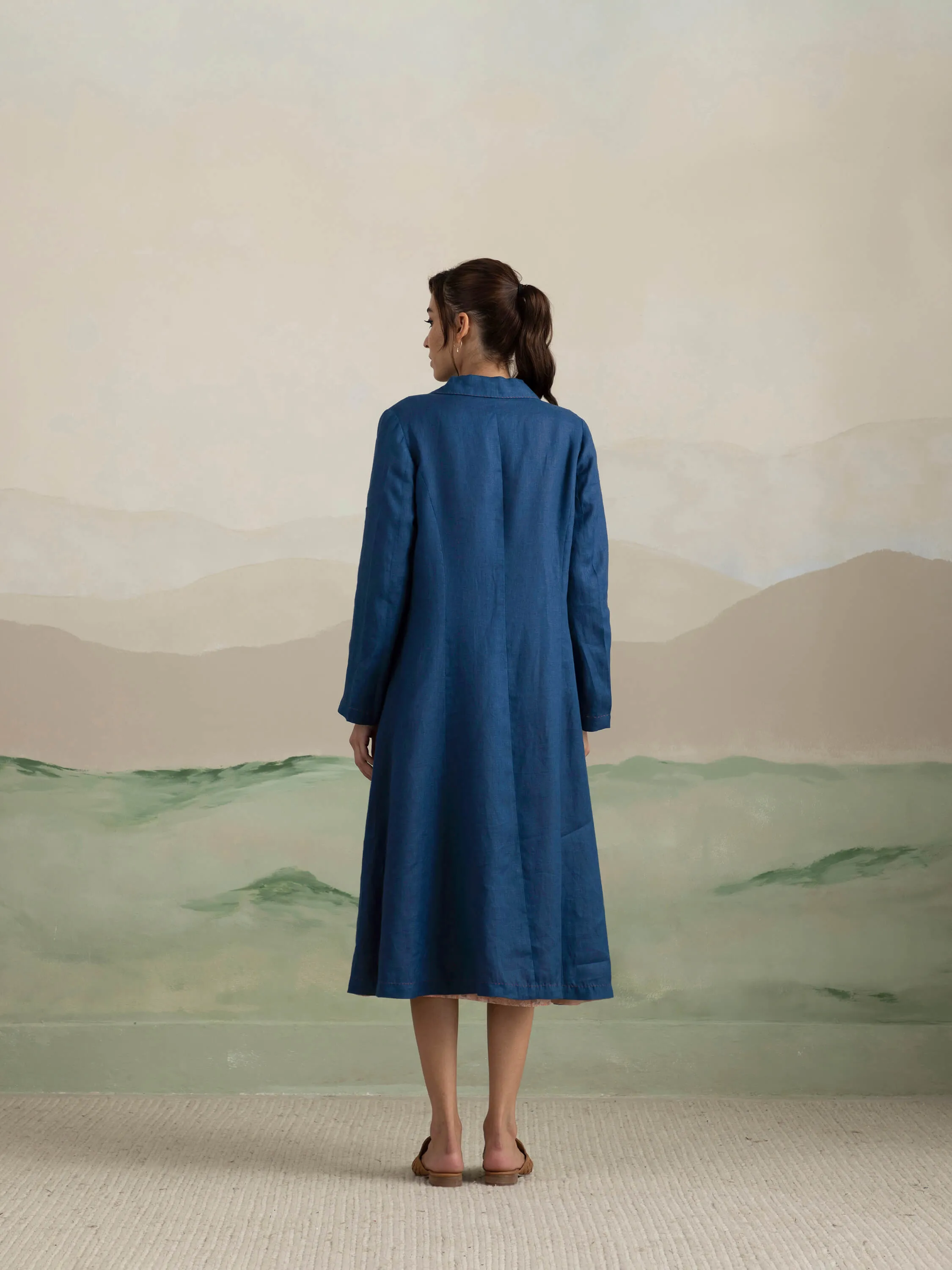 Blue Mist Linen Coat