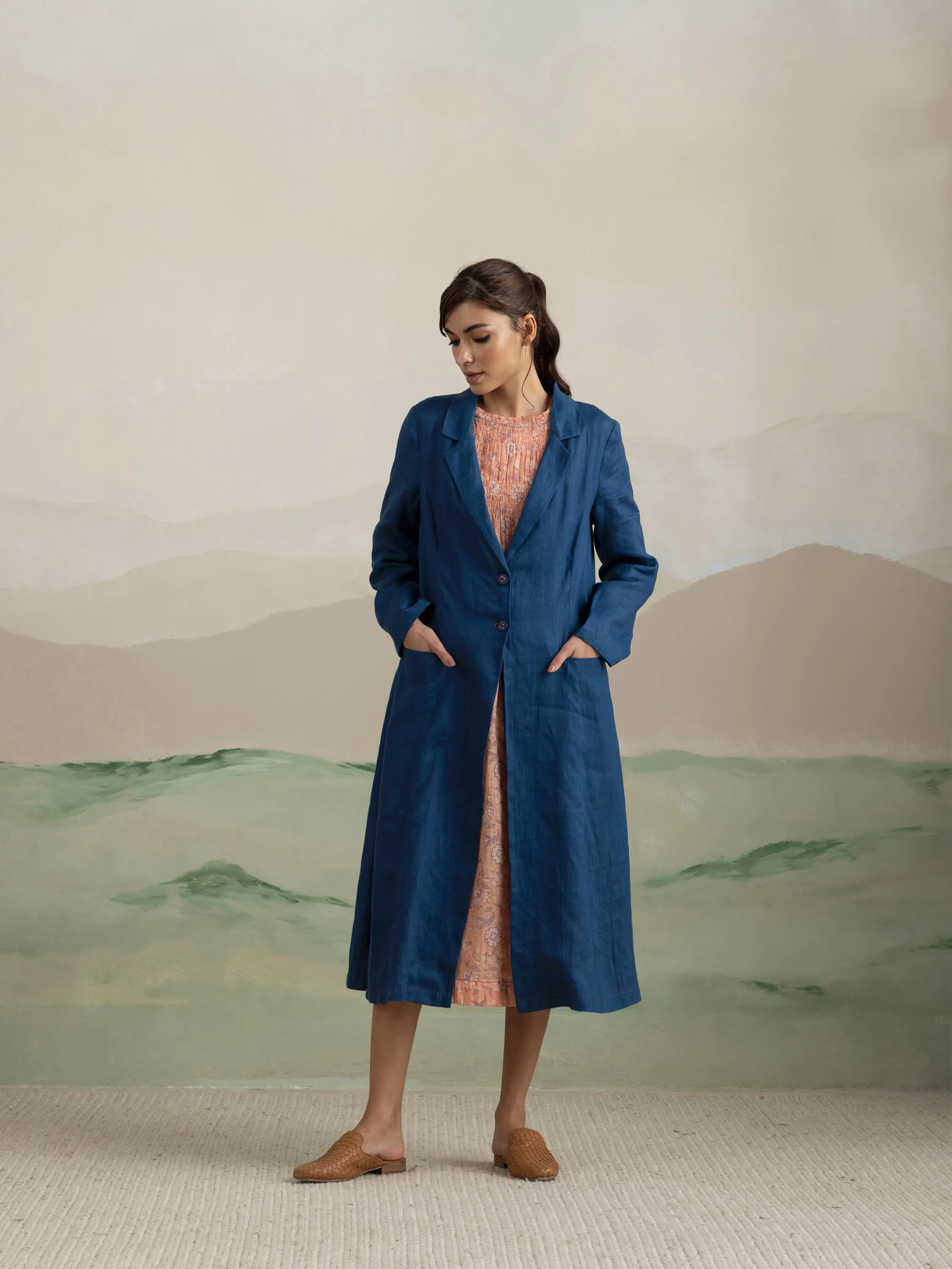 Blue Mist Linen Coat