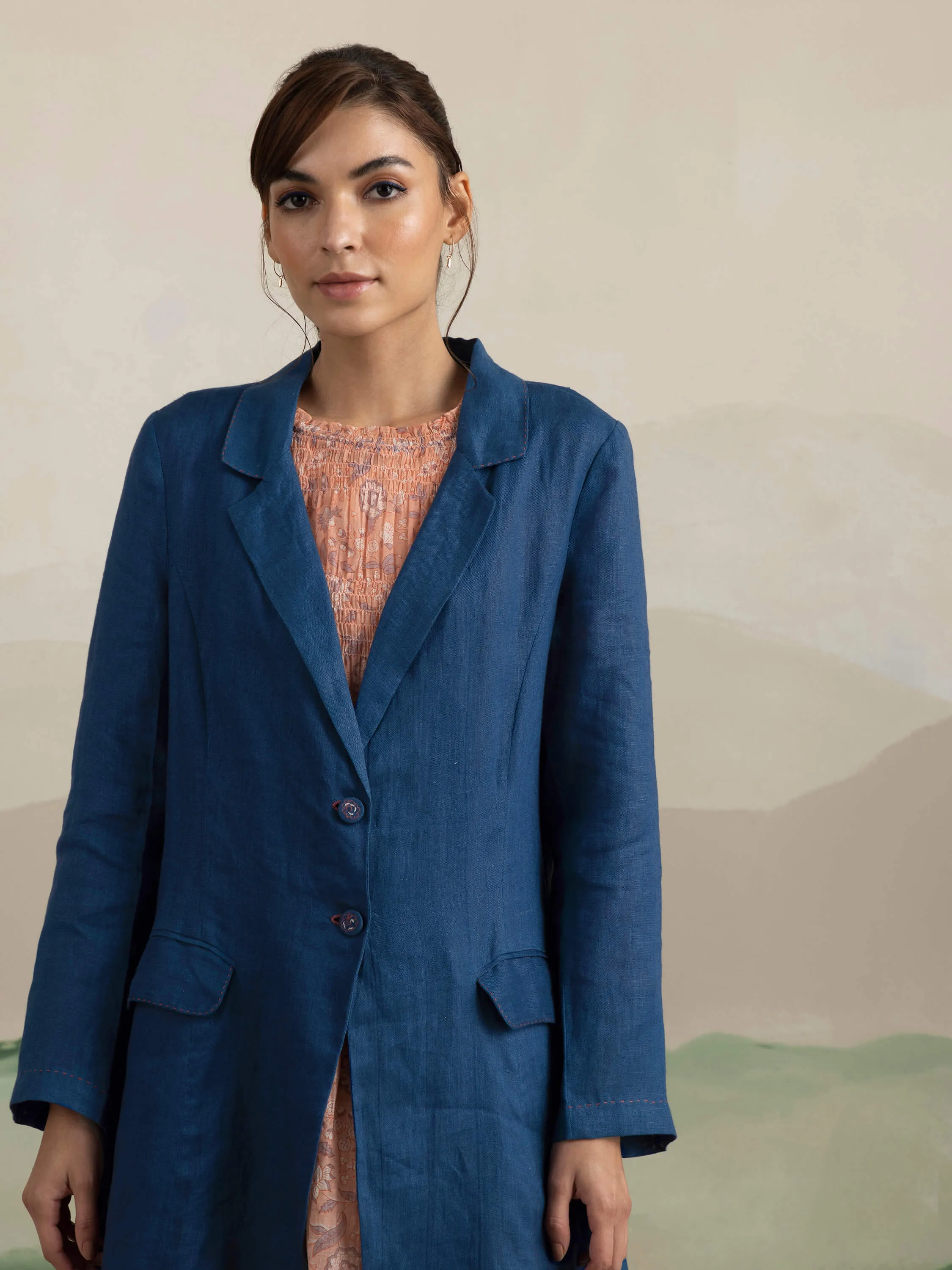Blue Mist Linen Coat