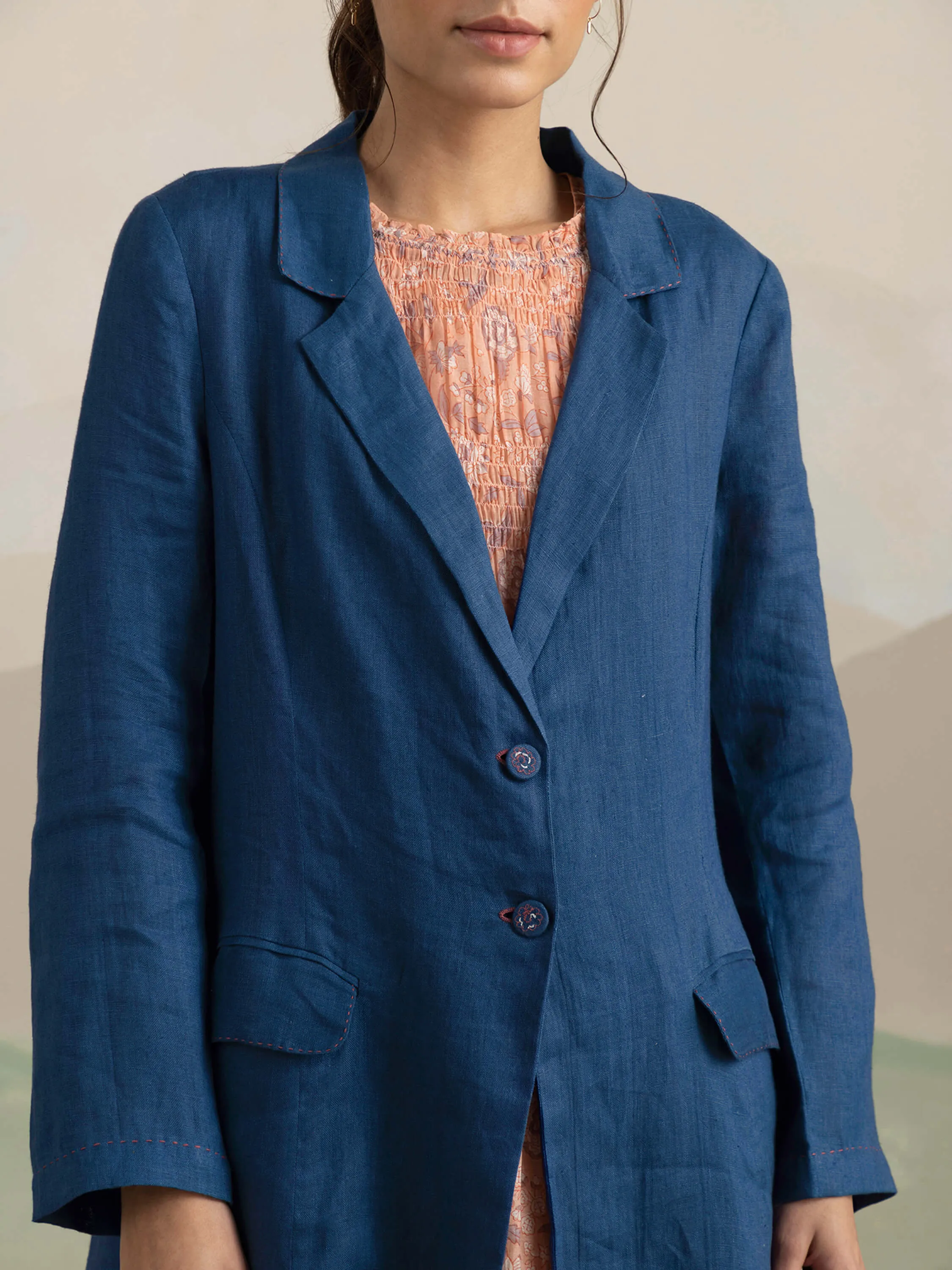 Blue Mist Linen Coat