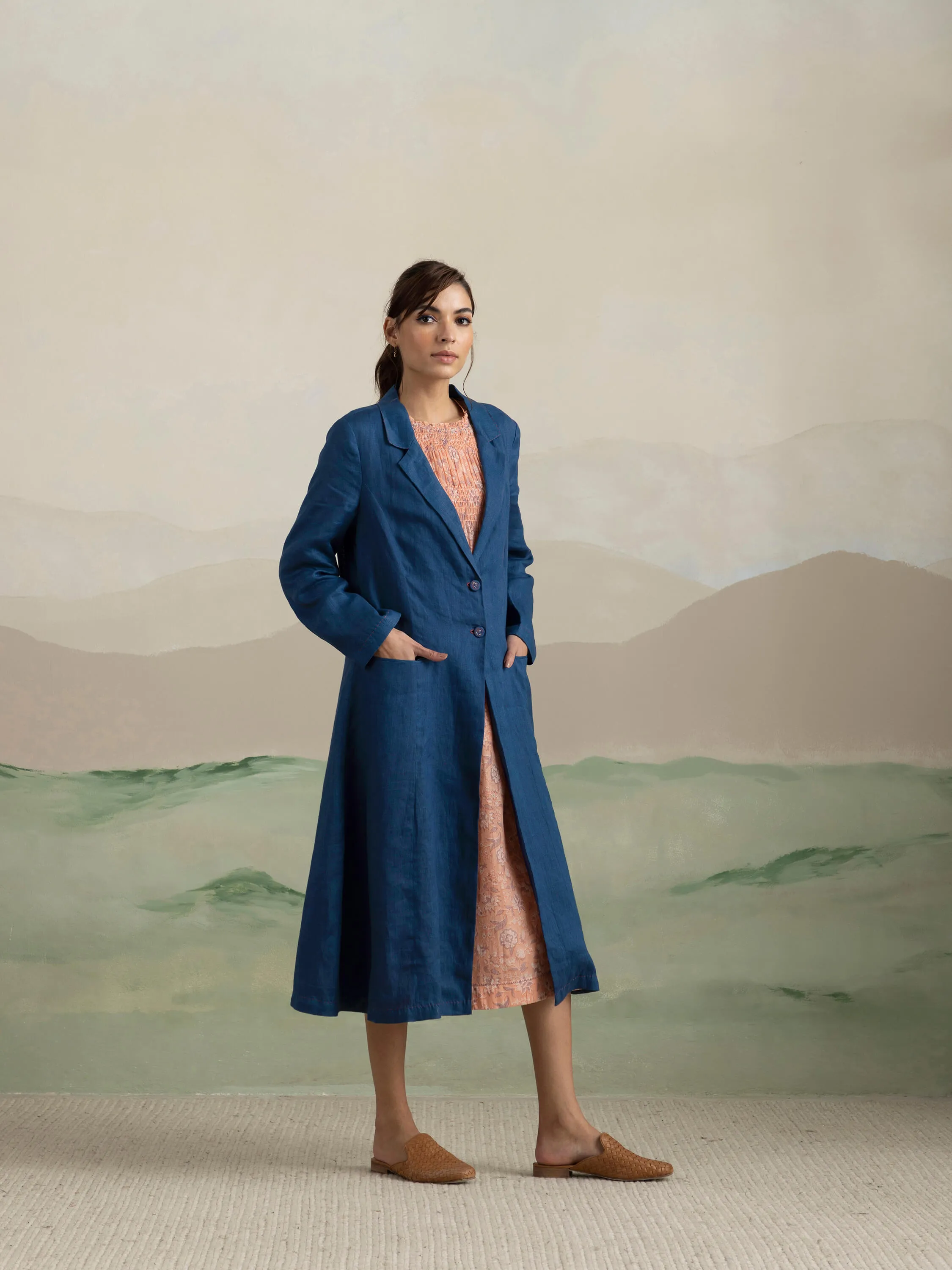 Blue Mist Linen Coat
