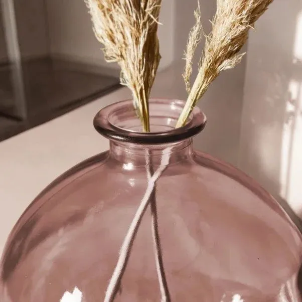 Blush Recycled Round Glass Vase