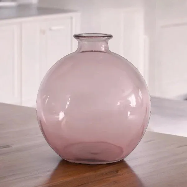Blush Recycled Round Glass Vase
