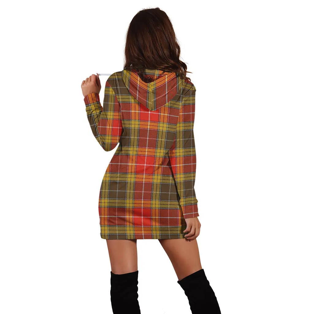 Buchanan Old Set Weathered Tartan Hoodie Dress with Family Crest