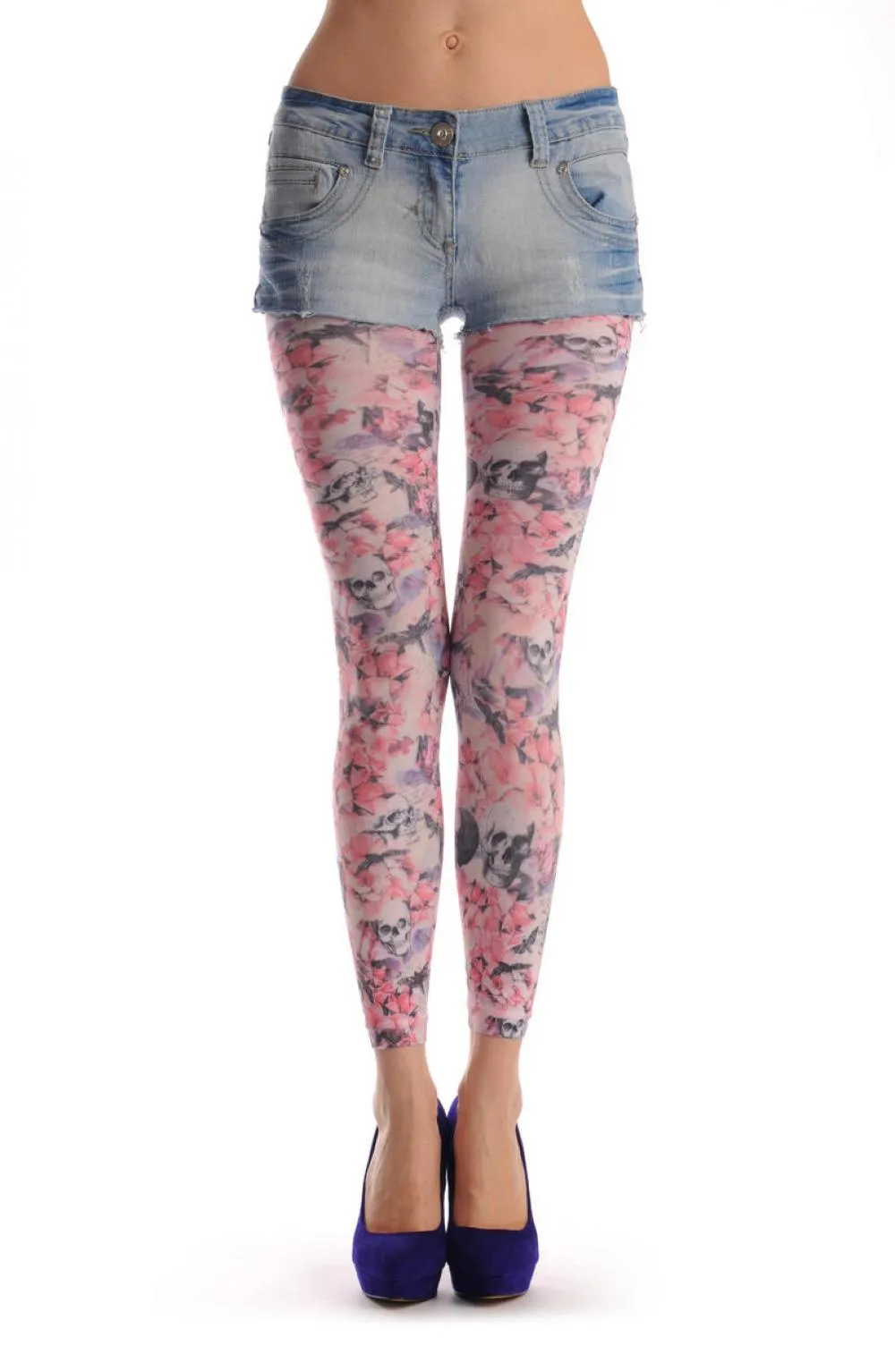 Dark Magnolia & Skull Footless