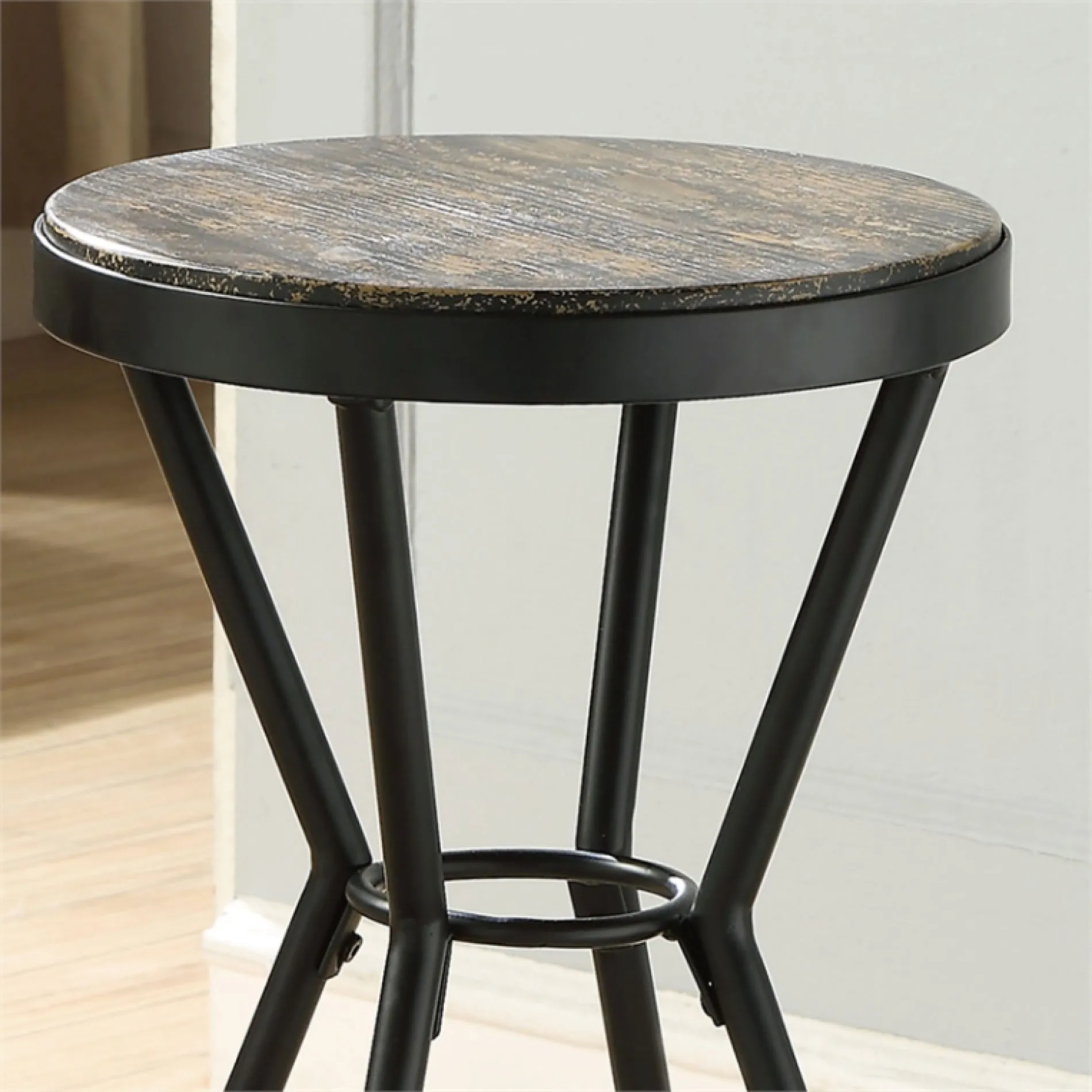 Daytonatown Matte Black Powder Coat & Rustic Pine Counter Height Stool