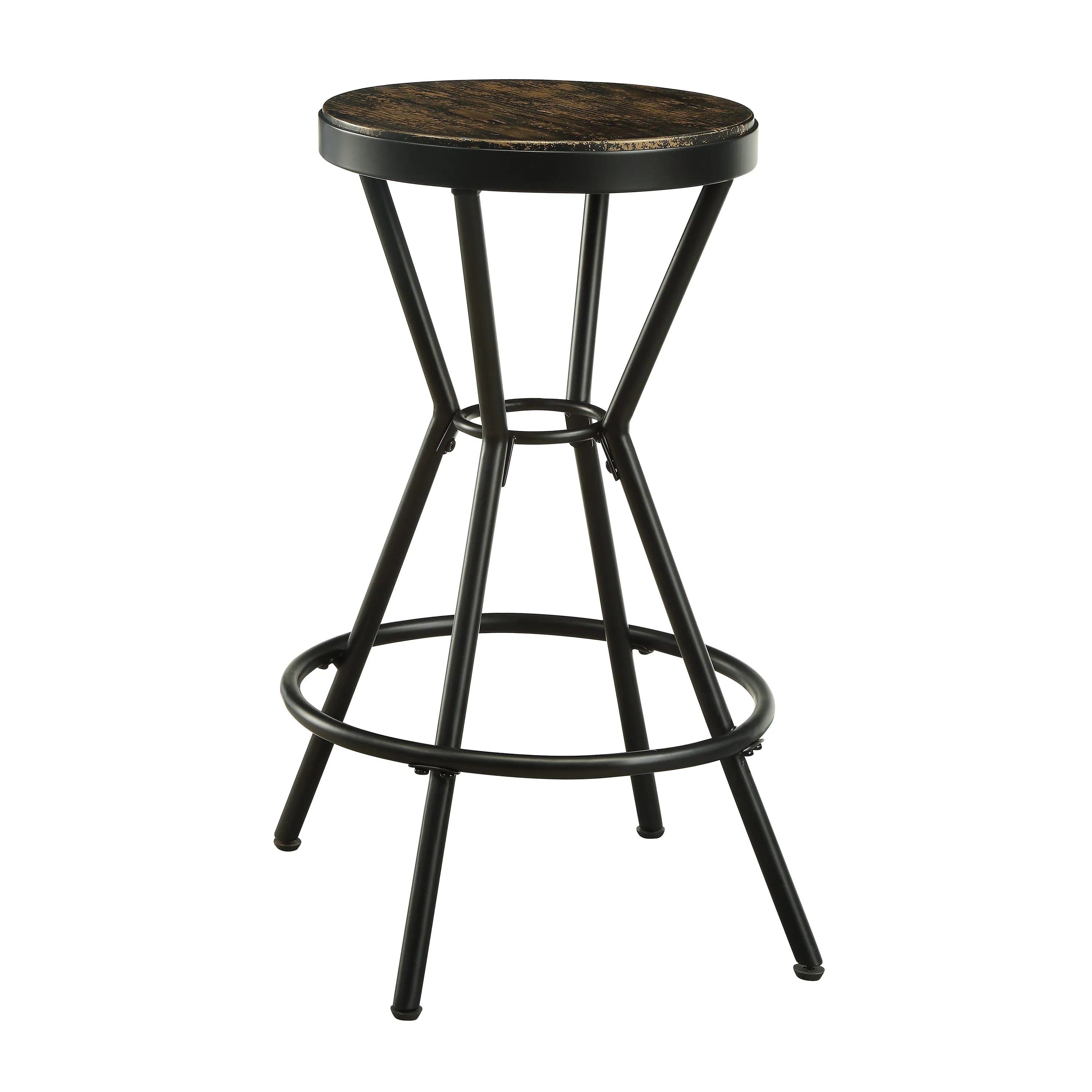 Daytonatown Matte Black Powder Coat & Rustic Pine Counter Height Stool