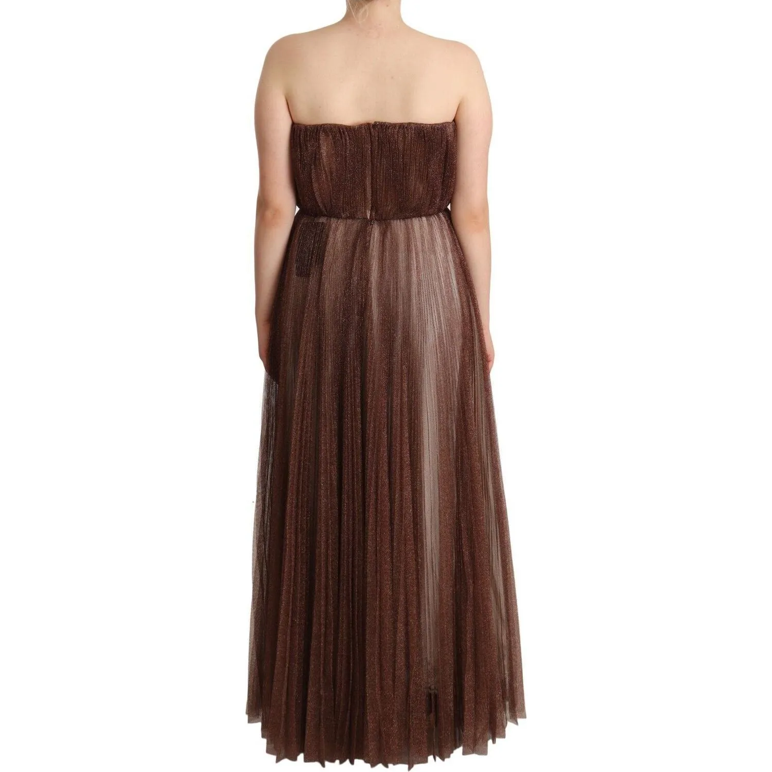 Dolce & Gabbana Elegant Metallic Bronze Long Gown
