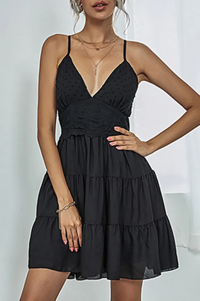 Dunnmall Fashion Elegant Print Backless With Bow V Neck A Line Dresses