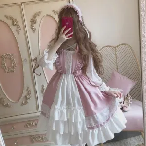Elegant Ruffled  Dress Kawaii Academia Y2K Cottagecore Coquette Fairycore Dollette Princesscore