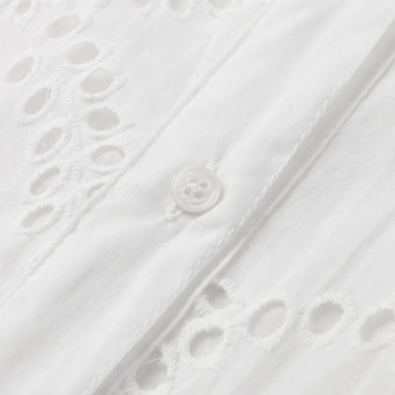 Elegant White Hollow Midi Summer Dresses