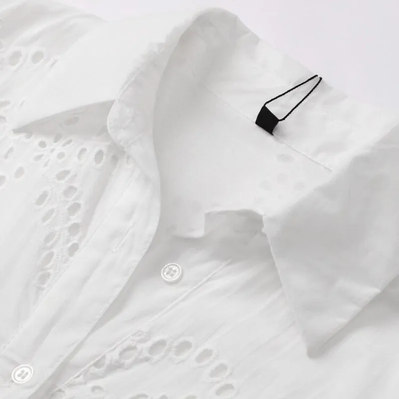 Elegant White Hollow Midi Summer Dresses