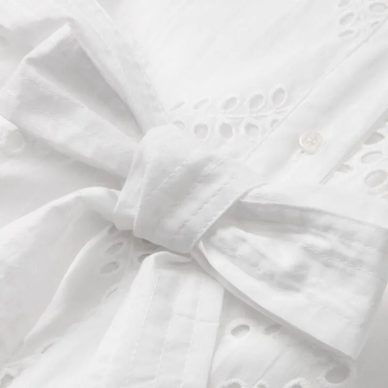 Elegant White Hollow Midi Summer Dresses