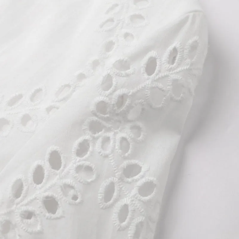 Elegant White Hollow Midi Summer Dresses