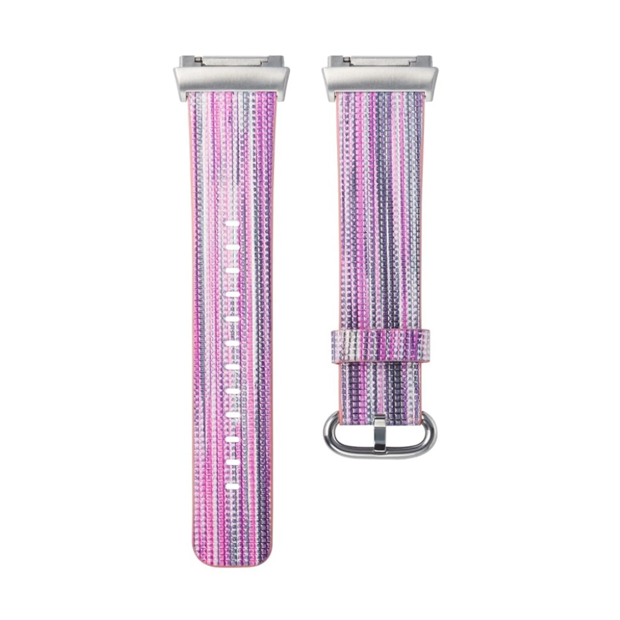 Fitbit Ionic multi-color stripes genuine leather watch strap - Style F