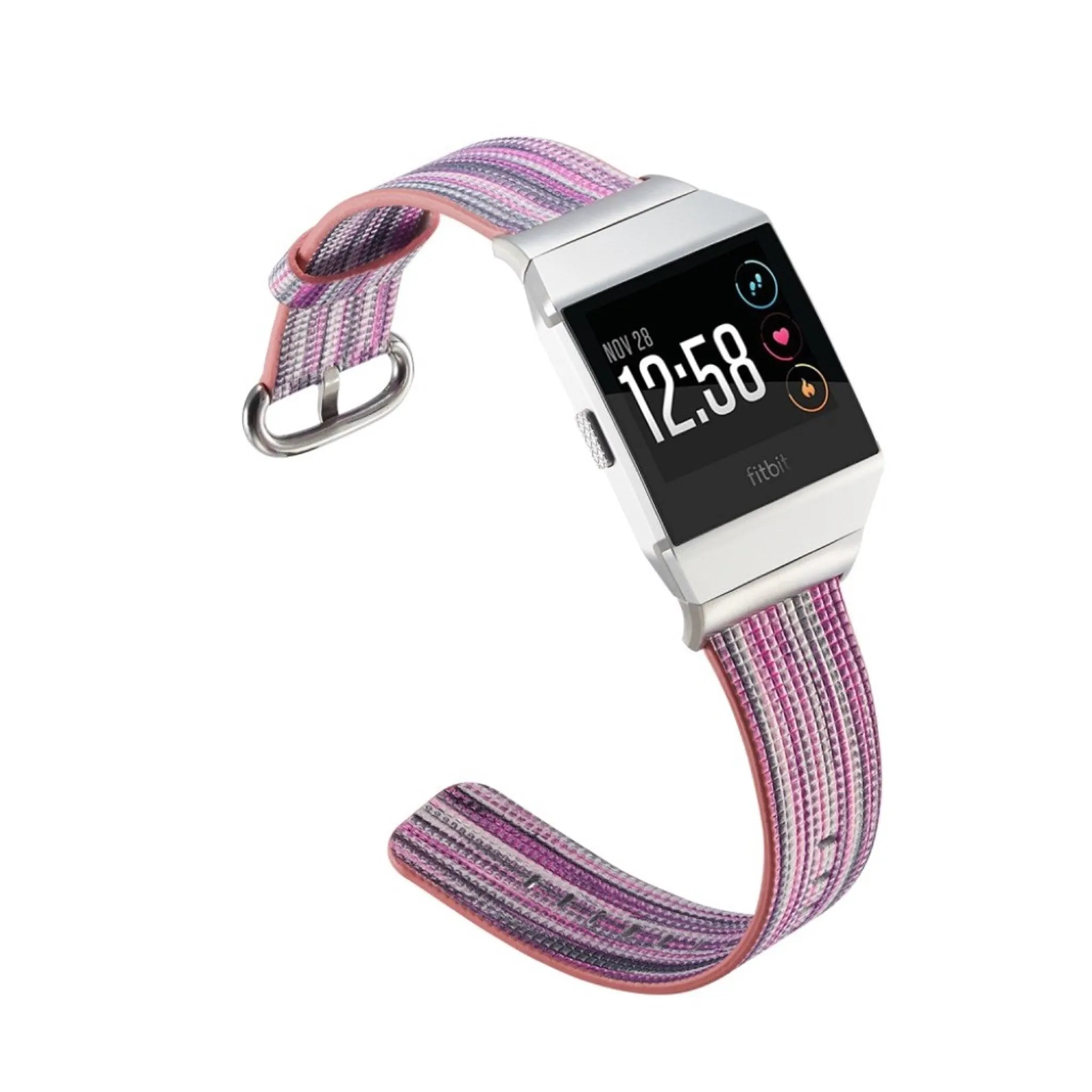 Fitbit Ionic multi-color stripes genuine leather watch strap - Style F