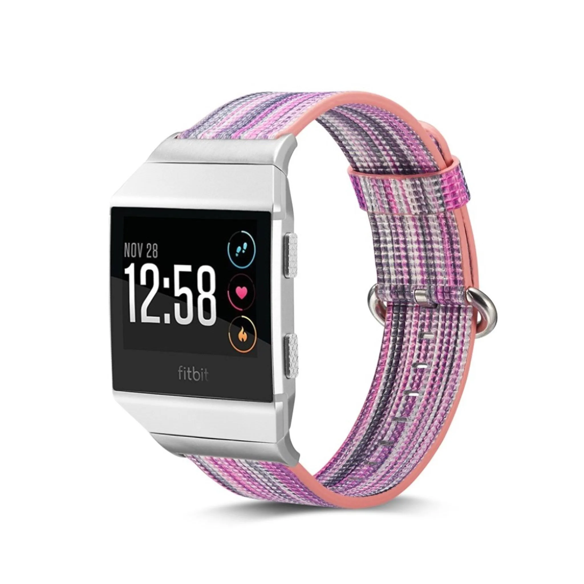 Fitbit Ionic multi-color stripes genuine leather watch strap - Style F