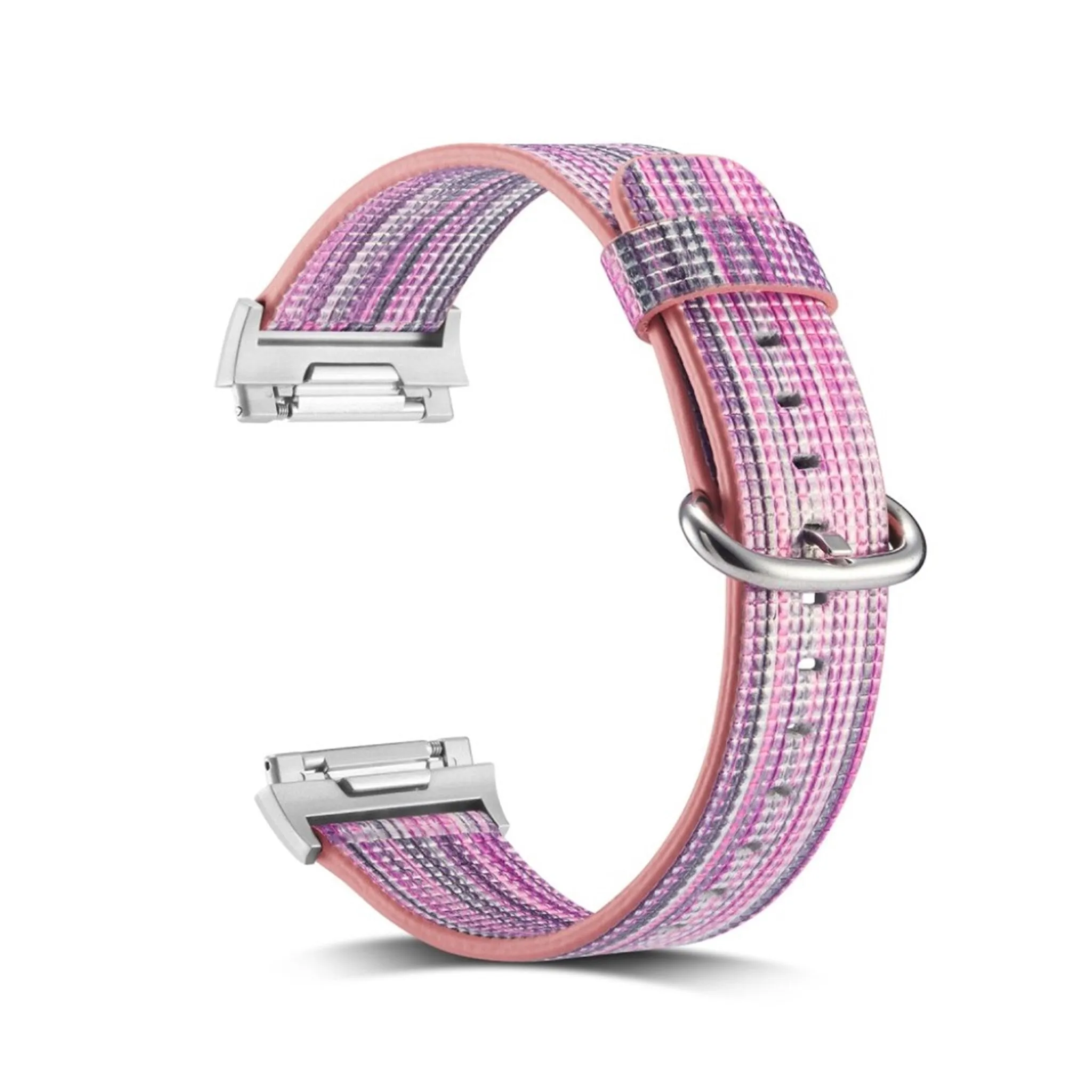 Fitbit Ionic multi-color stripes genuine leather watch strap - Style F