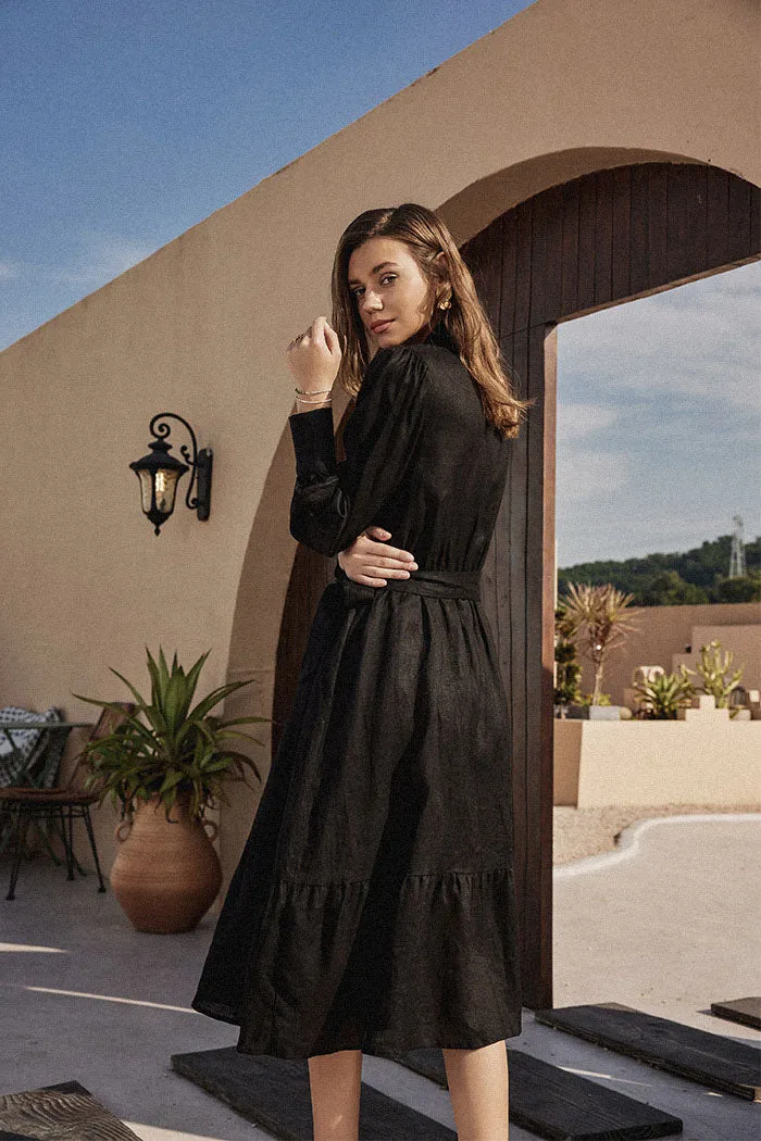 Frieeah Linen Shirt A-Line Dress