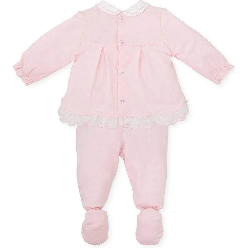 Girls Pink Bow Babygrow Set