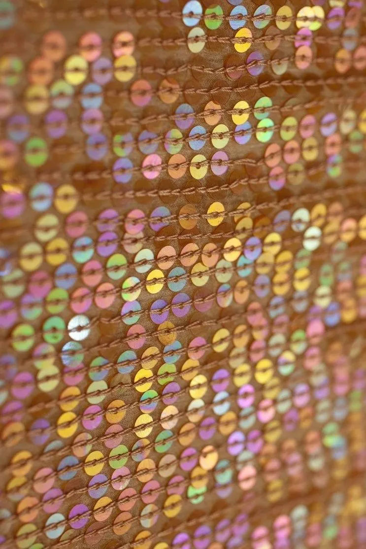 Gold Sequins & Beads on Silk Chiffon JEC-132-36 Fabric