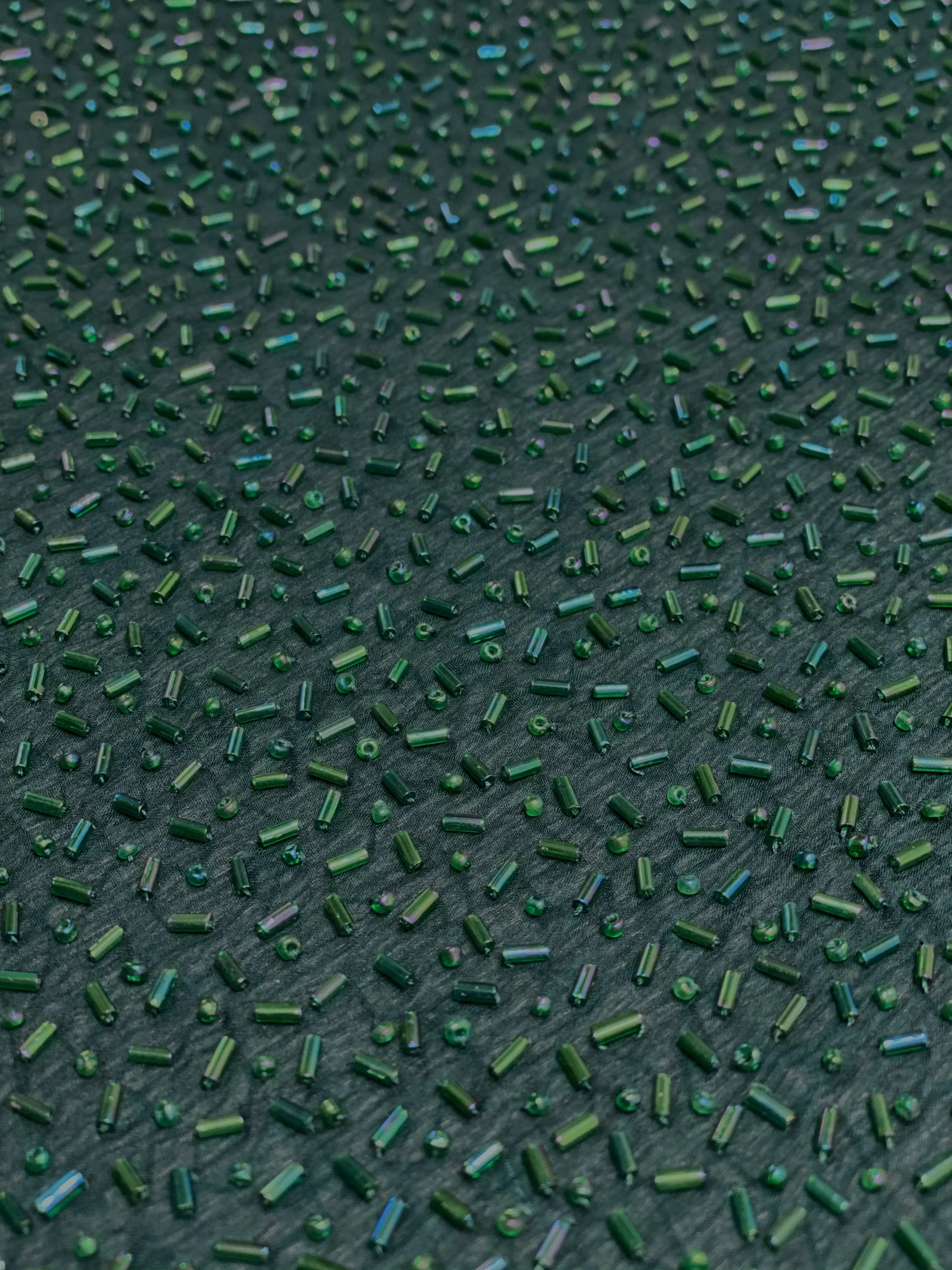 Green Sequin & Beads On Silk Chiffon JEC-148 Fabric