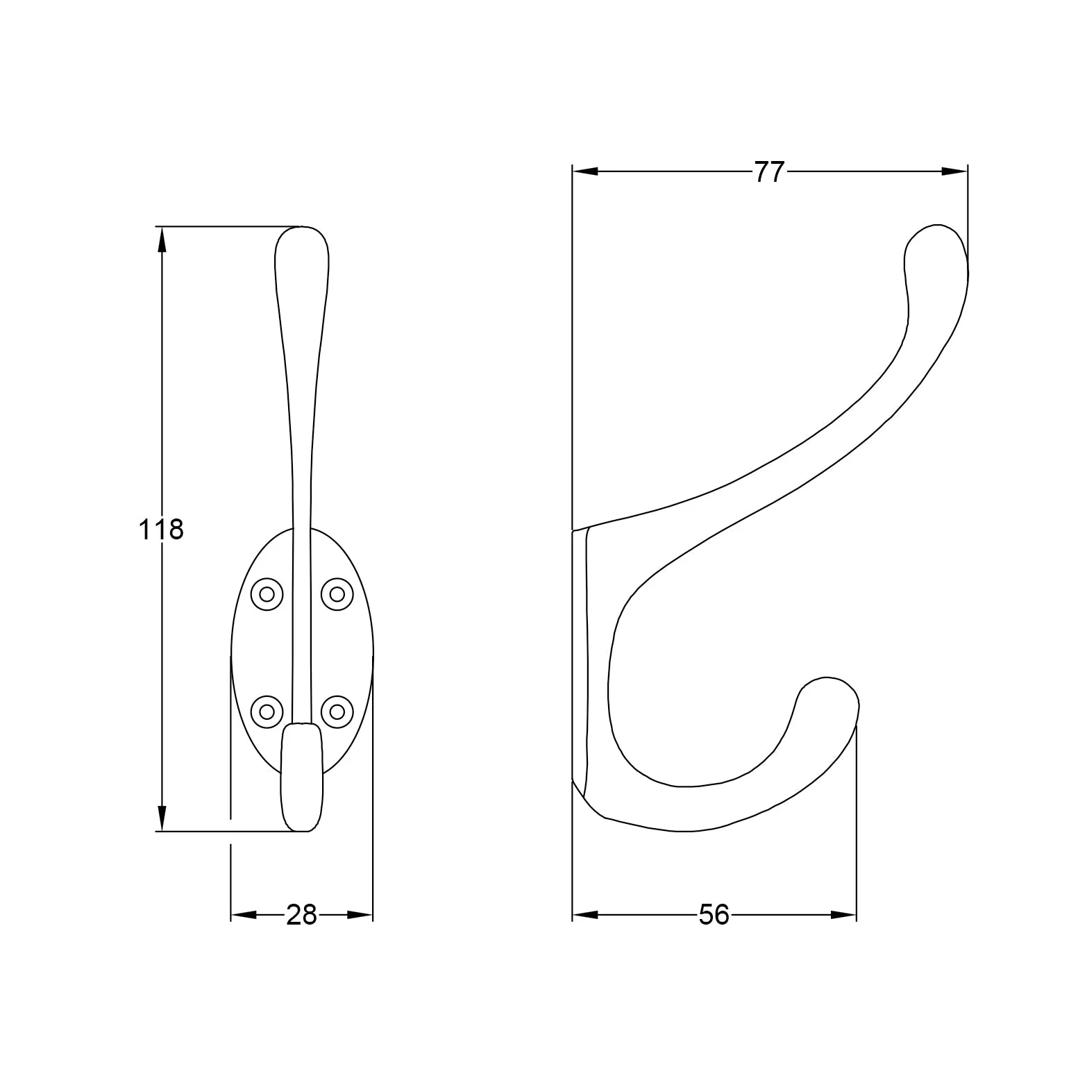 Hammered Classic Coat Hook
