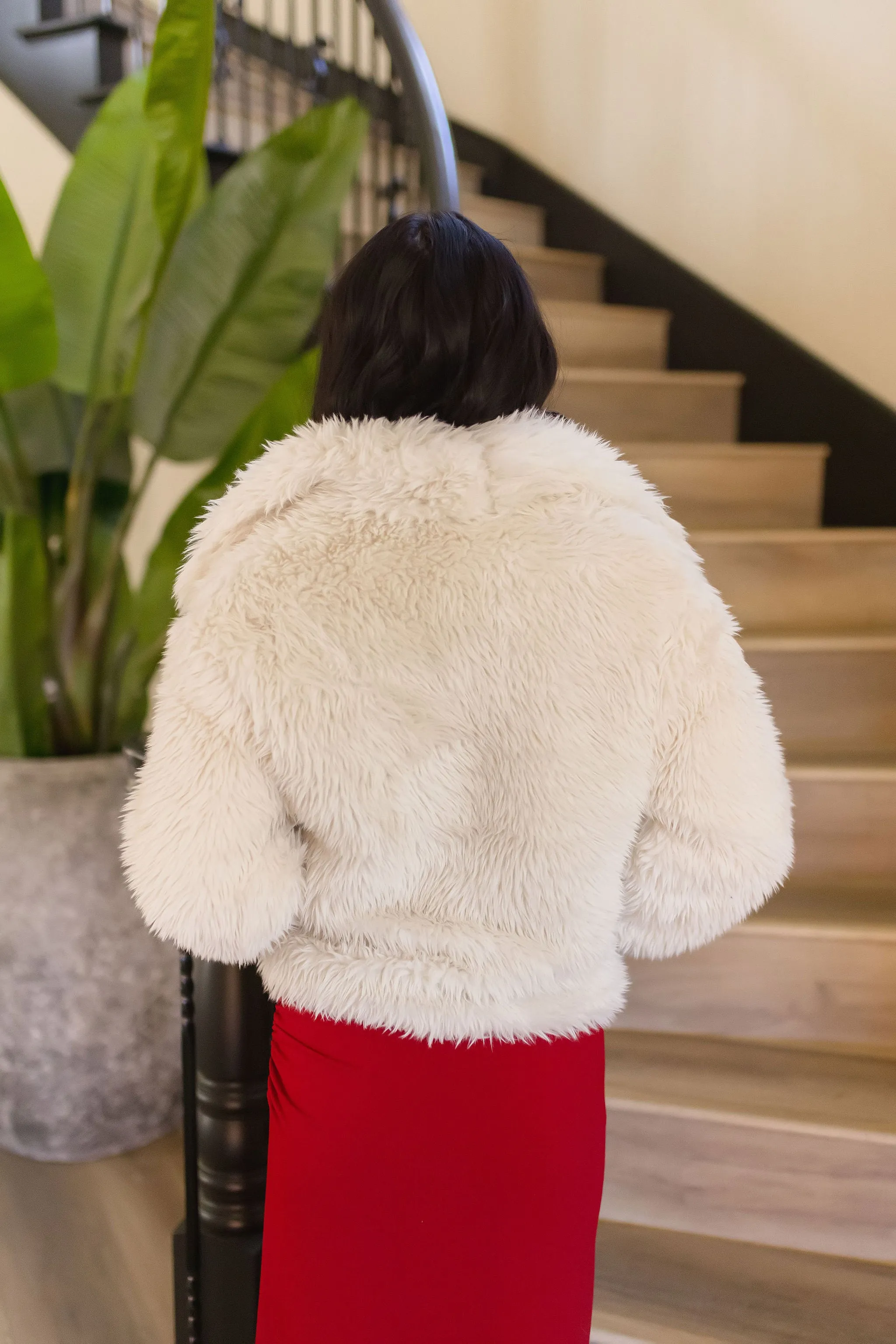 Hayden Long Sleeve Faux Fur Jacket Ivory