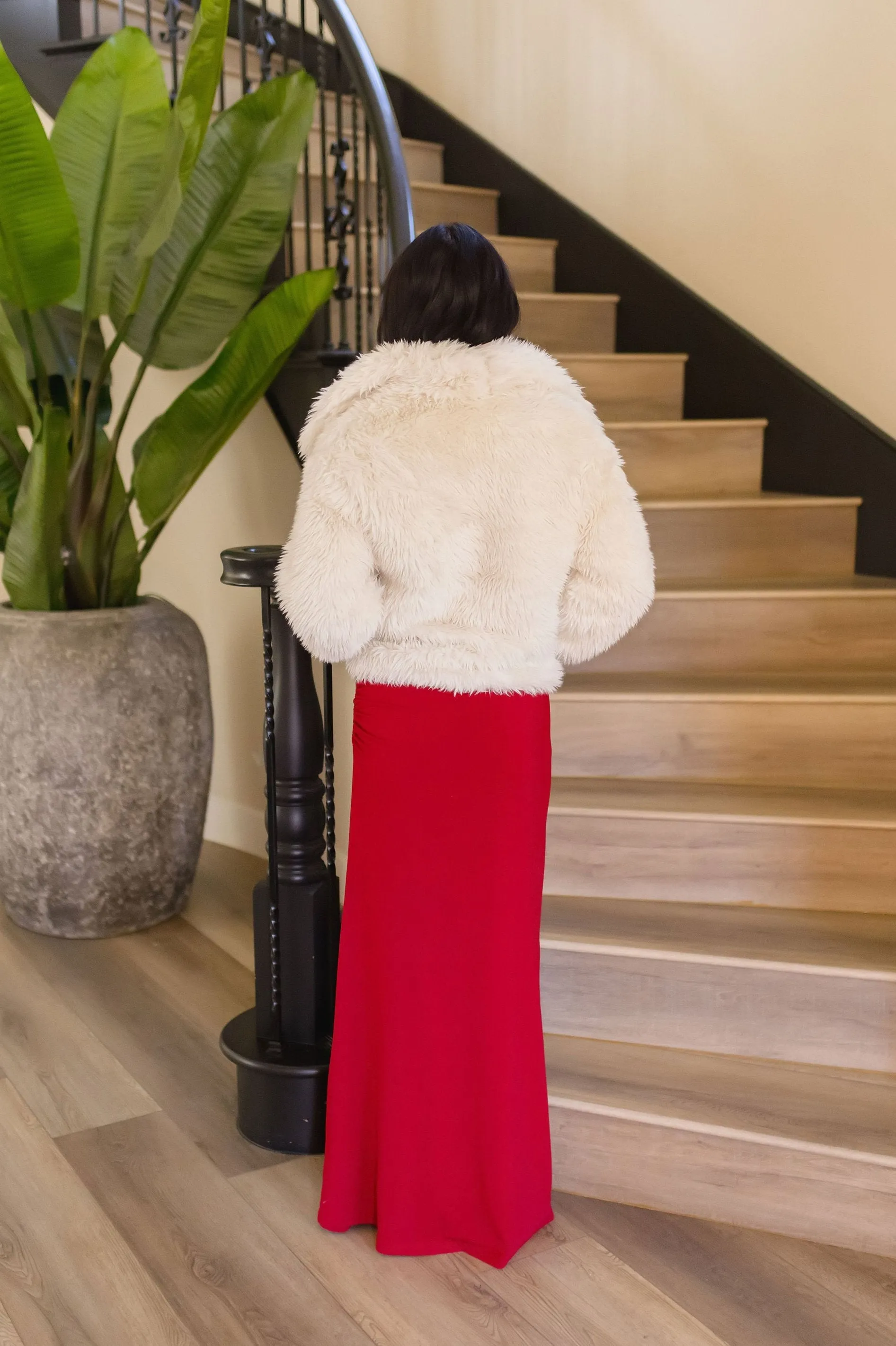 Hayden Long Sleeve Faux Fur Jacket Ivory