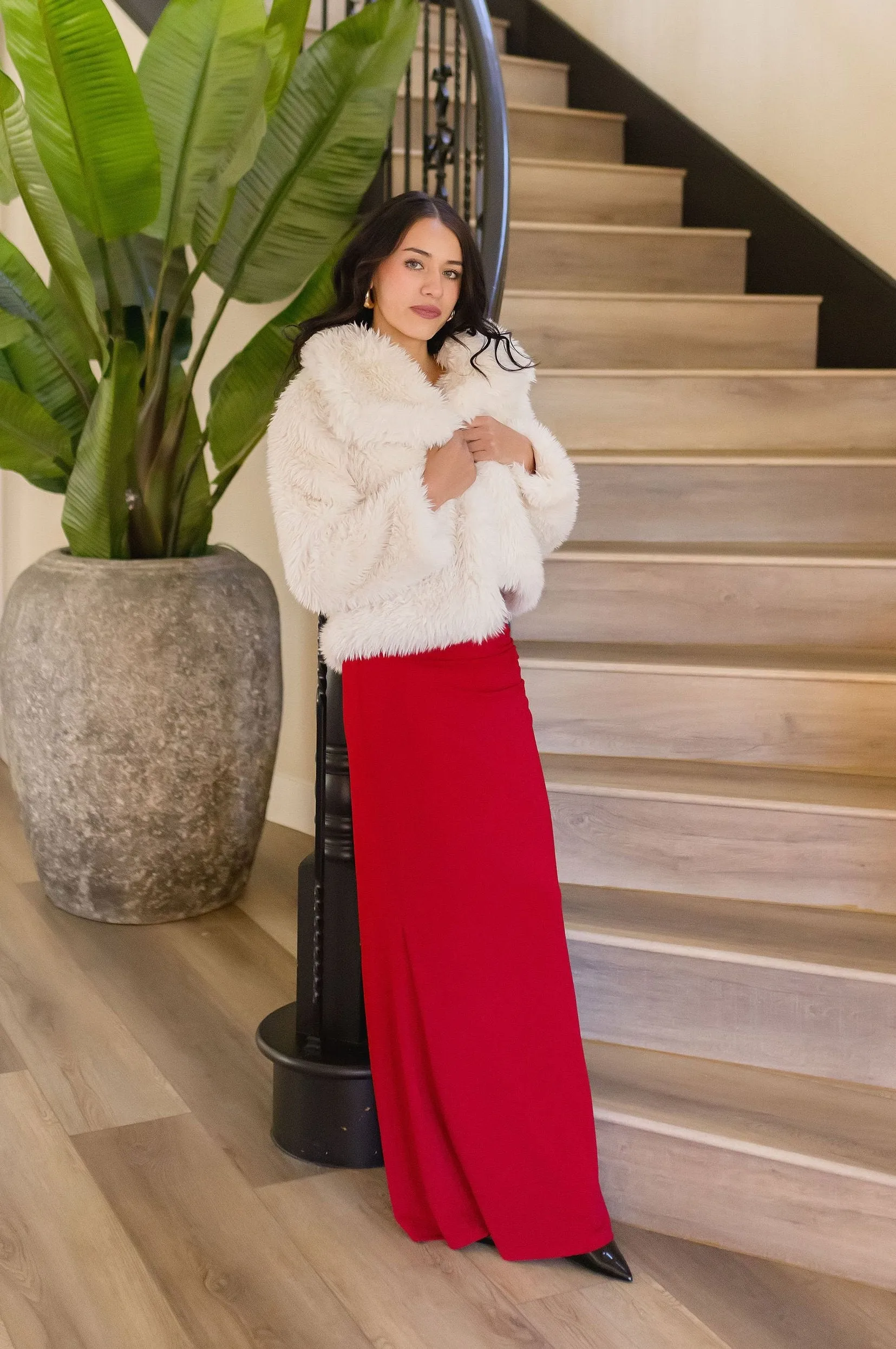 Hayden Long Sleeve Faux Fur Jacket Ivory