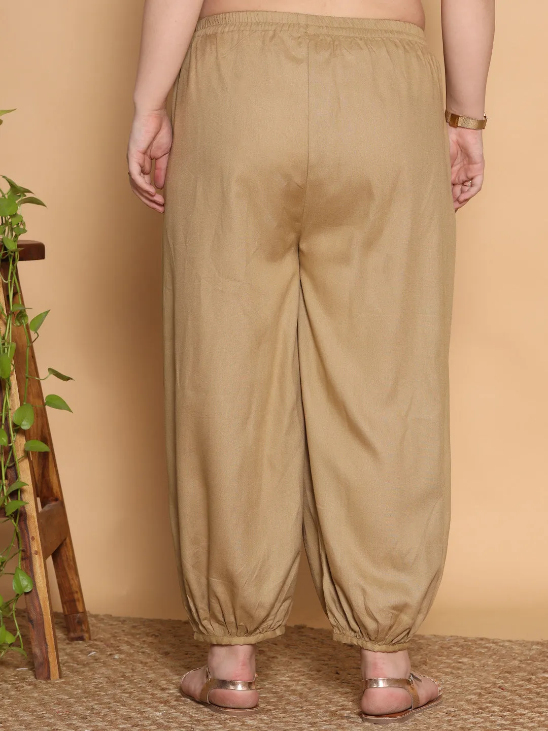 Khaki Rayon Balloon Salwar