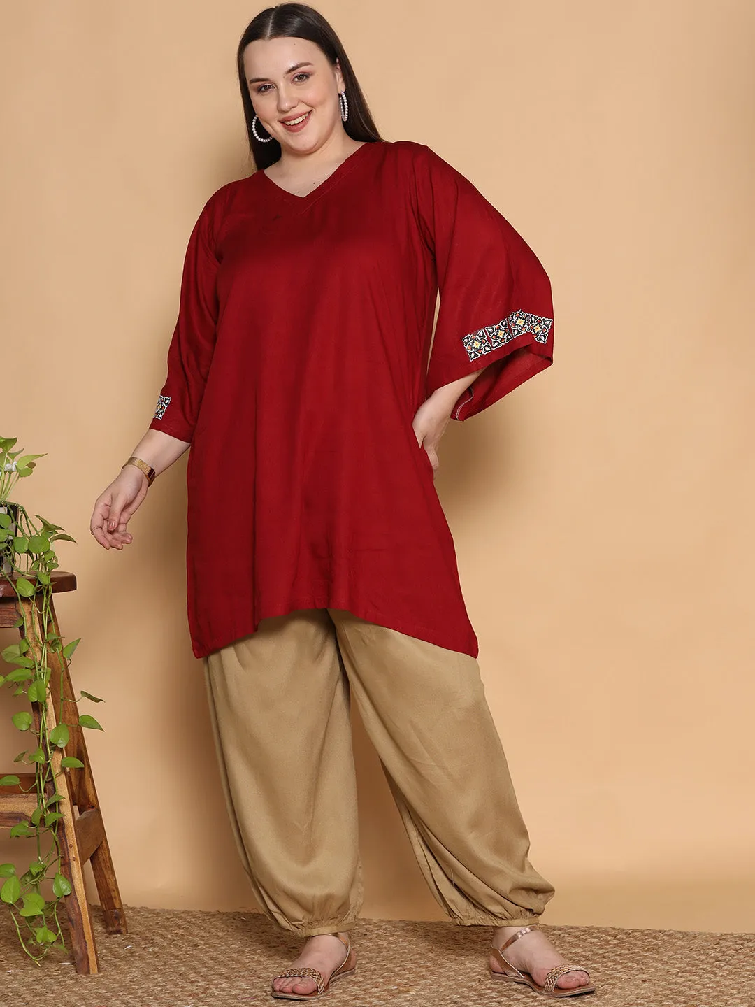 Khaki Rayon Balloon Salwar