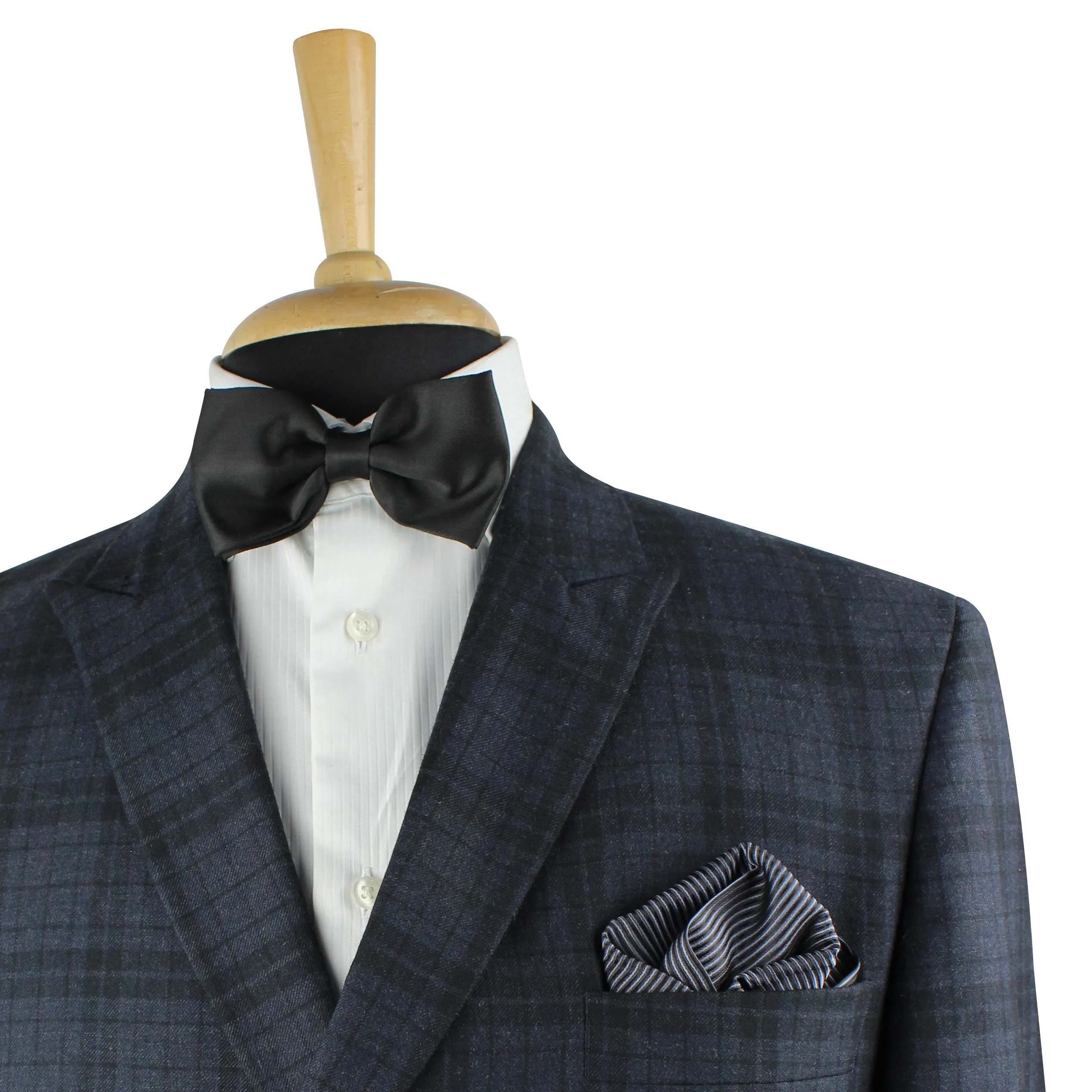 Kovove The Phoenix Striped Black Necktie and Pocket Square Gift Box