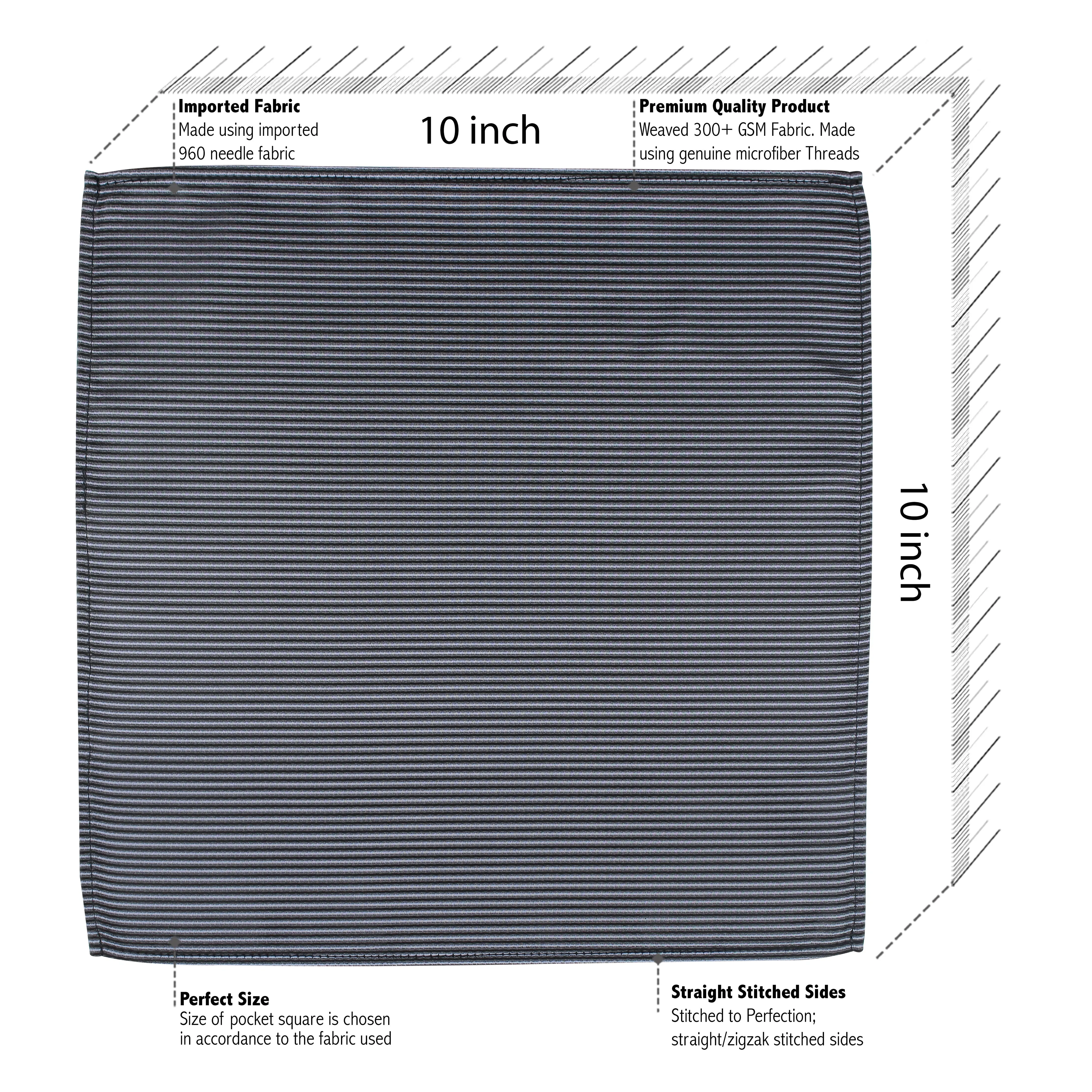 Kovove The Phoenix Striped Black Necktie and Pocket Square Gift Box