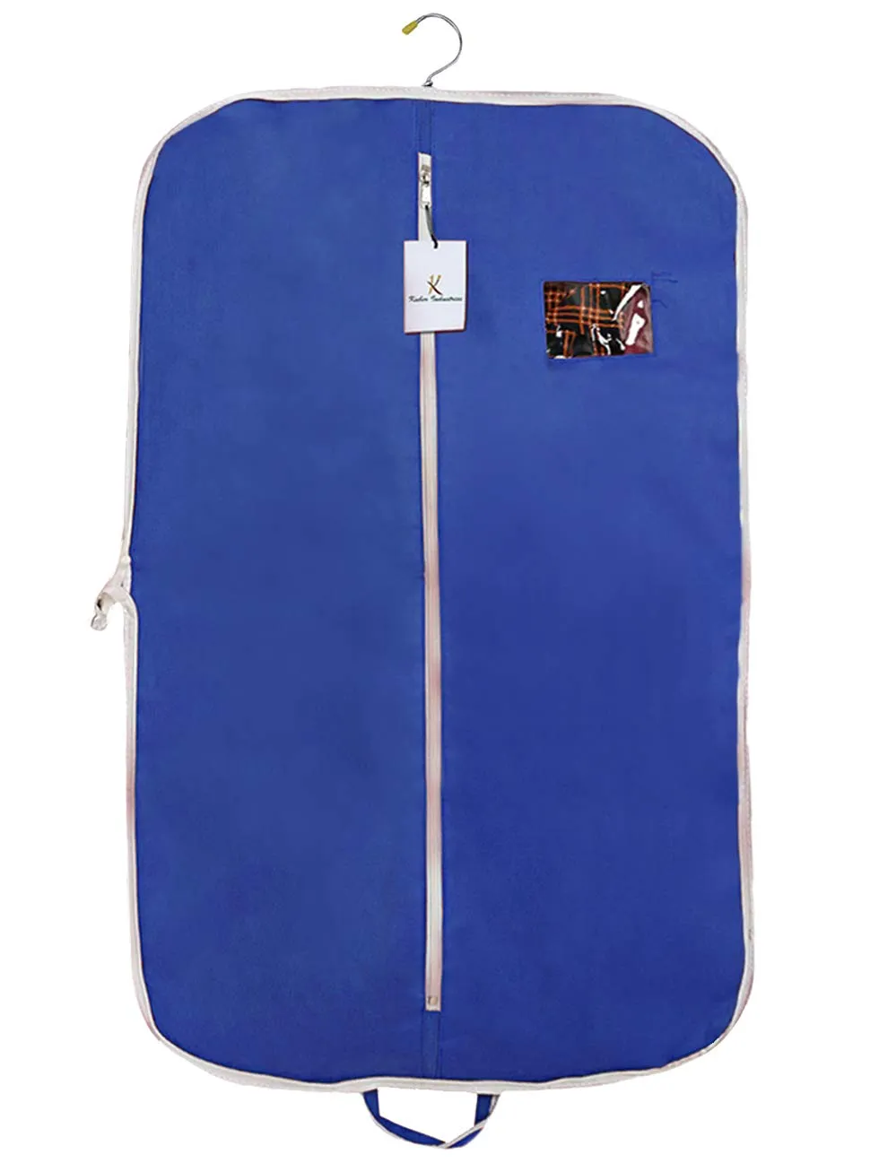 Kuber Industries 8 Pieces Foldable Non Woven Men's Coat Blazer Suit Cover (Black & Royal Blue) -CTKTC41783